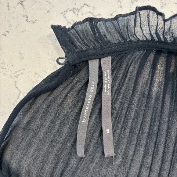 Anthropologie Sheer Pleated Black Top - Picture 5 of 6